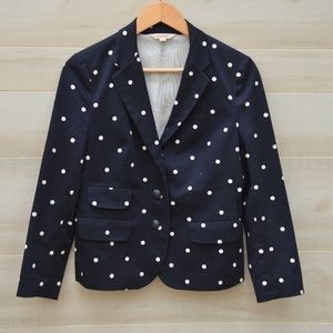 Polka dot navy and white 3 button blazer size 6